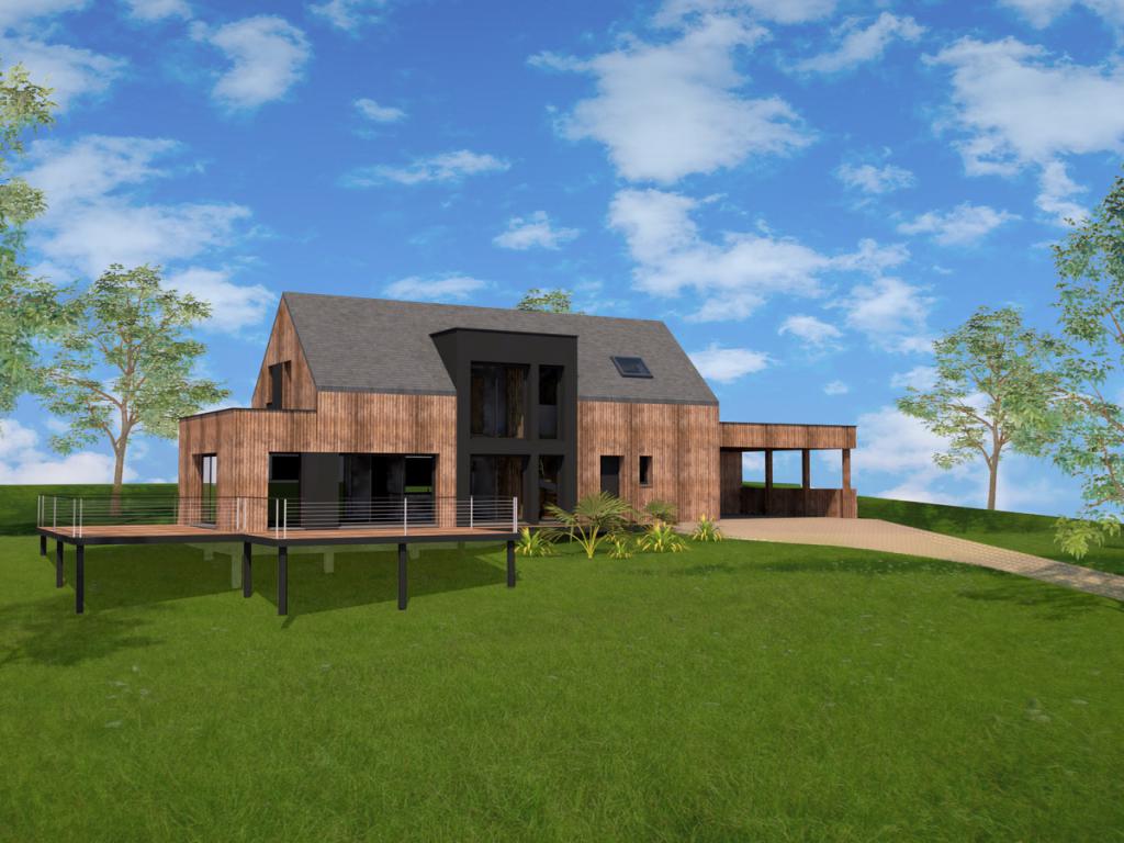 Construction maison ossature bois bourg des comptes 35